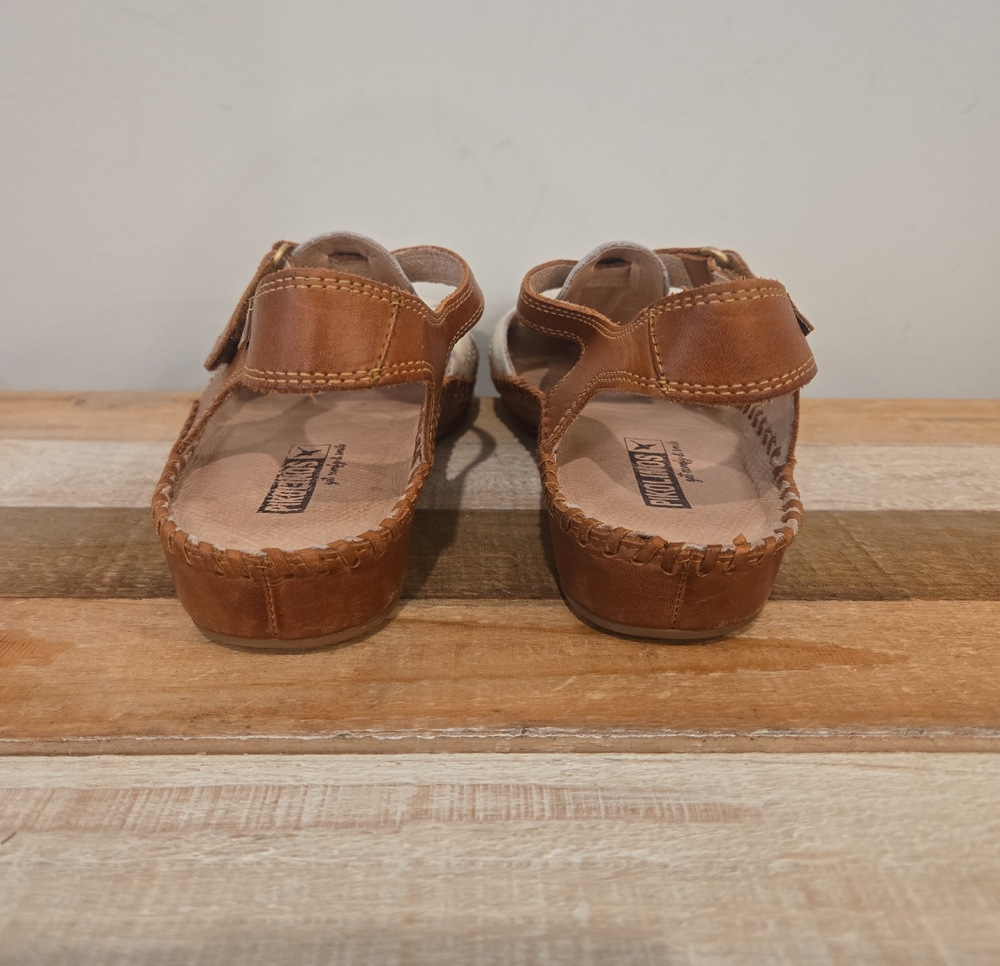 Pikolinos Puerto Vallarta T-Strap Sandals Leather Nata White Sz 38 US 7.5 - 8 - Picture 6 of 9